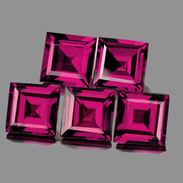 5.00 mm Square 5 pcs Brilliant Luster Natural Raspberry Pink Rhodolite Garnet [Flawless-VVS]-AAA Grade