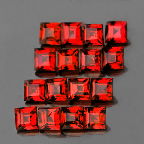 3.50 mm Square 16 pcs AAA Fire Luster Natural Sparkling Red Mozambique Garnet [Flawless-VVS]