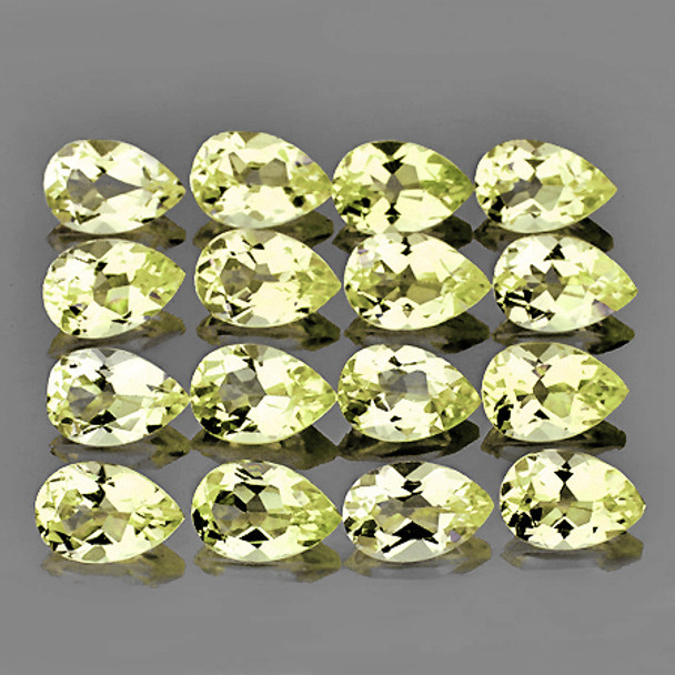 5x3 mm Pear 16 pieces AAA Top Fire Luster Natural Green Gold Lemon Quartz [Flawless-VVS]