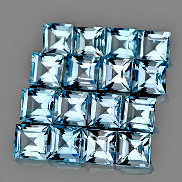 2.50 mm Square 25 pieces AAA Fire Luster Natural Sky Blue Topaz [IF-VVS]