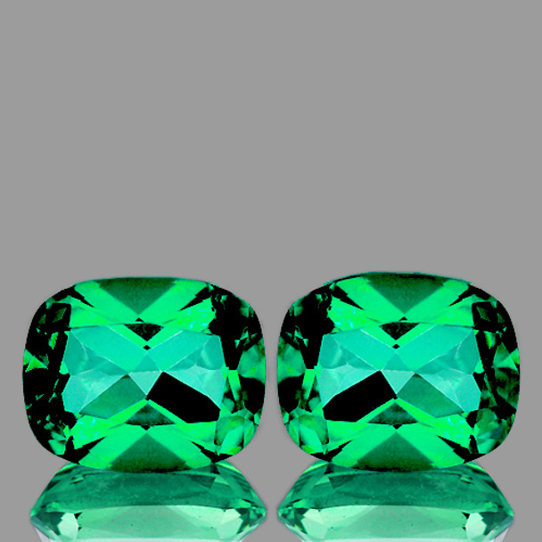 11x9 mm Cushion 2pcs Top Luster Natural Emerald Green Mystic Topaz [Flawless-VVS]