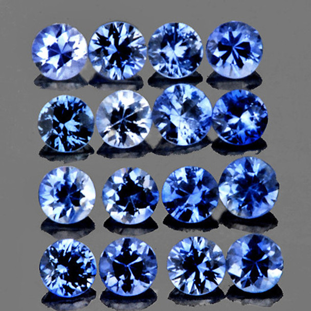 2.30 mm Round 16 pcs AAA Fire Luster Natural Ceylon Blue Sapphire [Flawless-VVS]