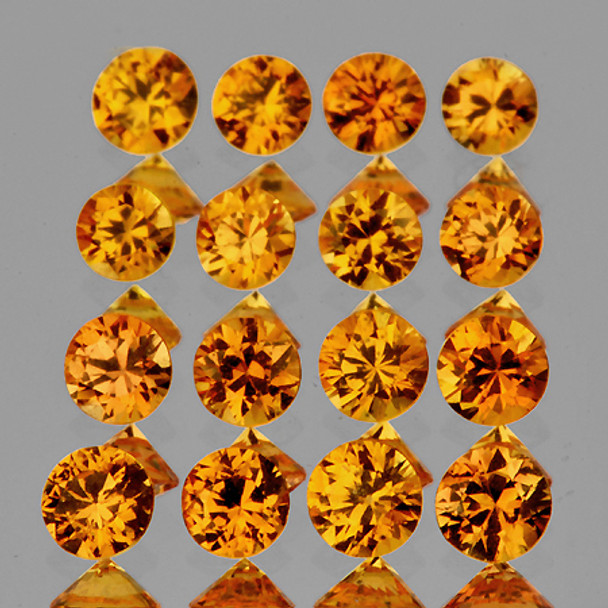 1.90 mm Round 25 pcs Extreme Brilliancy Natural Intense Golden Yellow  Sapphire [Flawless-VVS]