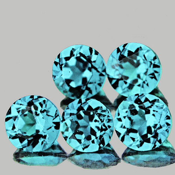 3.70 mm Round 5 pcs Brilliant Luster Natural Paraiba Blue Apatite [Flawless-VVS]