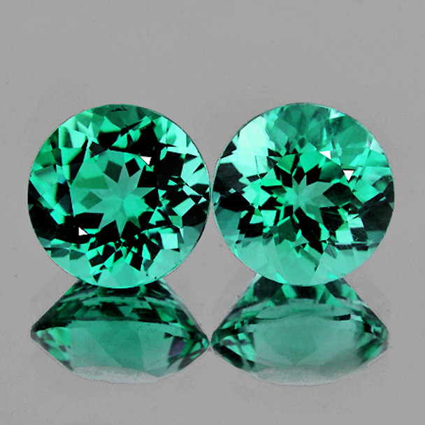 4.70 mm Round 2 pcs Brilliant Luster Natural Intense Blue Green Apatite [Flawless-VVS]