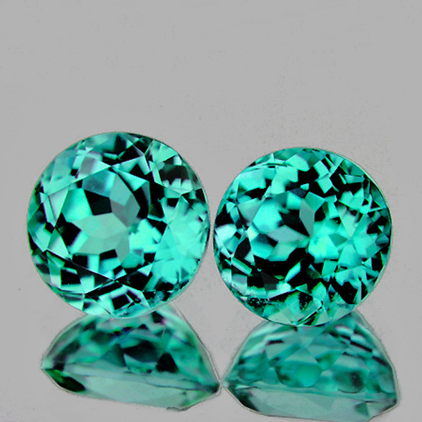 4.80 mm Round 2 pcs Brilliant Luster Natural Intense Blue Green Apatite [Flawless-VVS]