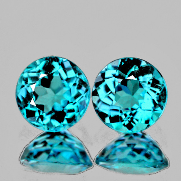 5.50 mm Round 2 pcs Brilliant Luster Natural Paraiba Blue Apatite [Flawless-VVS]