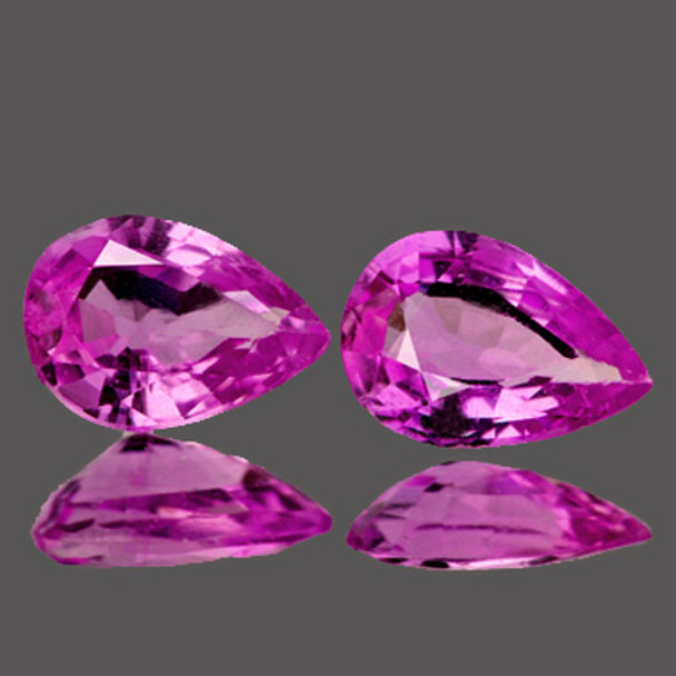 6x4 mm Pear 2pcs AAA Luster Natural Sparkling Pink Purple Sapphire [Flawless-VVS]
