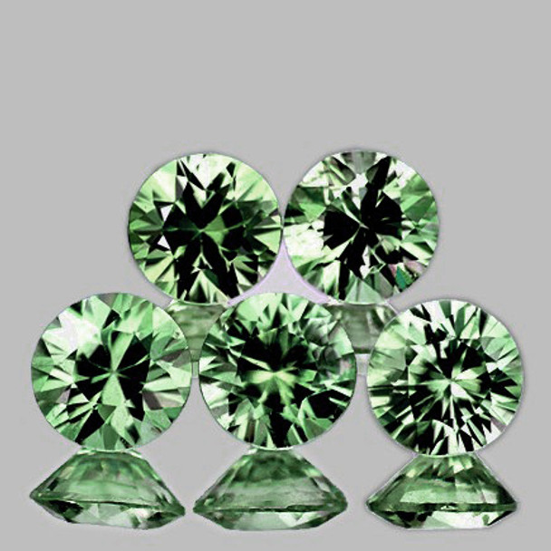 3.50 mm Round Machine Cut 5 pcs Lustrous Natural Ceylon Green Sapphire [Flawless-VVS]-AAA Grade