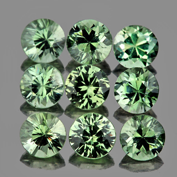 3.00 mm Round Machine Cut 9 pcs Lustrous Natural Ceylon Green Sapphire [Flawless-VVS]-AAA Grade
