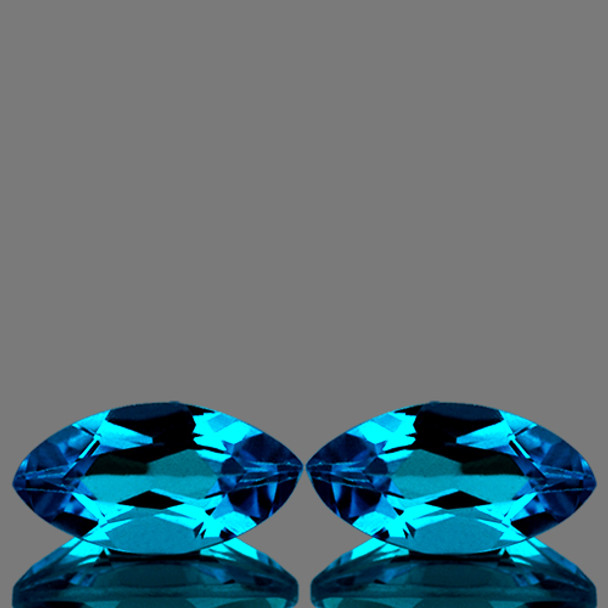 12x6 mm Marquise 2 pcs AAA Luster Natural Top London Blue Topaz [Flawless-VVS]