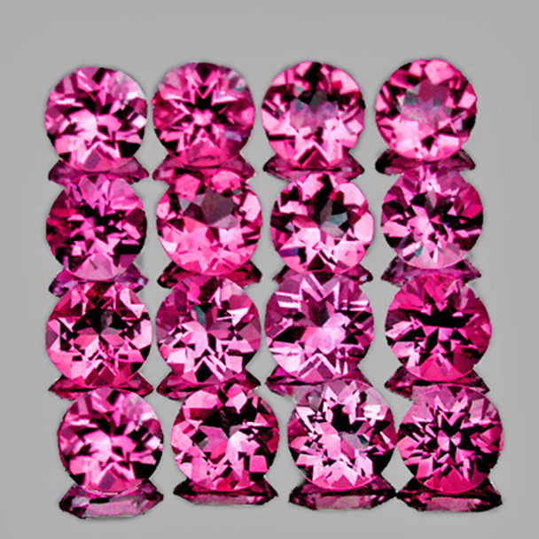 2.30 mm Round 16 pcs AAA Luster Natural Hot Pink Tourmaline [Flawless-VVS]