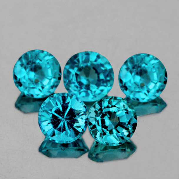 4.20 mm Round 5 pcs AAA Fire Luster Natural Top Intense Seafoam Blue Zircon [Flawless-VVS]-AAA Color