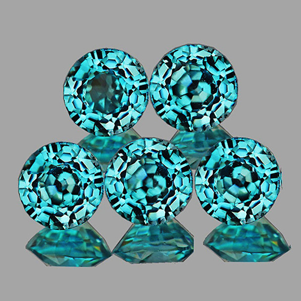 4.50 mm Round 5 pcs AAA Fire Luster Natural Intense Seafoam Blue Zircon [Flawless-VVS]-AAA Grade