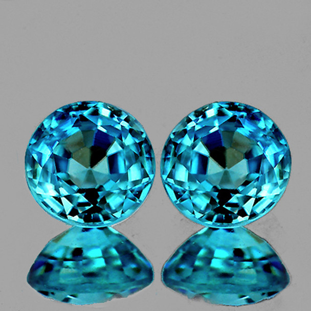 4.70 mm Round 2 pcs AAA Fire Luster Natural Intense Seafoam Blue Zircon [Flawless-VVS]-AAA Grade