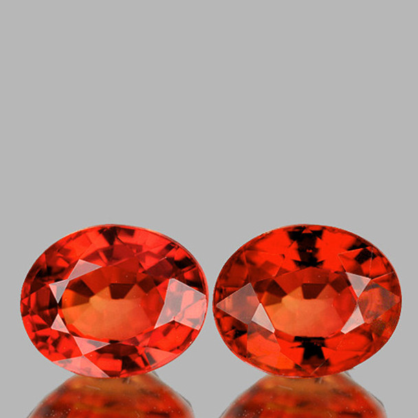 5x4 mm Oval 2 pcs AAA Luster Natural Intense Red Orange Sapphire [Flawless-VVS]