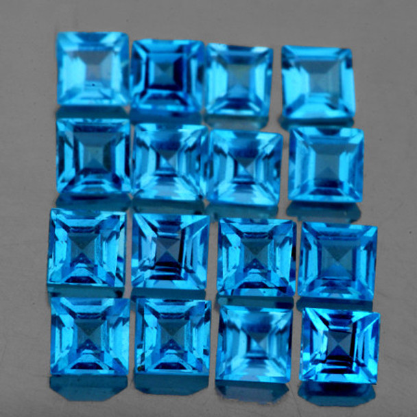 3.50 mm Square 16 pcs AAA Fire Natural Swiss Blue Topaz [Flawless-VVS]