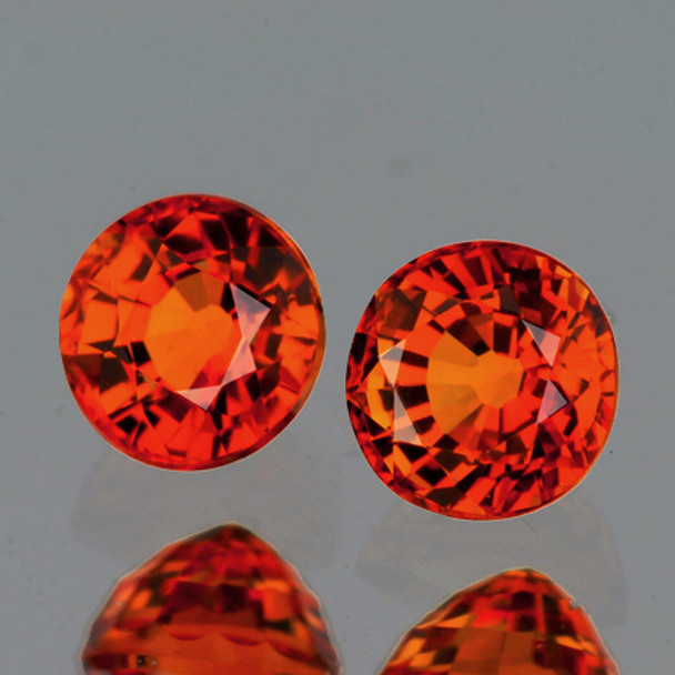 3.50 mm Round 2 pcs AAA Luster Natural Intense Orange Sapphire [VVS]