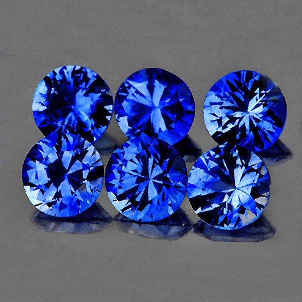 3.00 mm Round 6pcs AAA Fire Luster Natural Intense Blue Sapphire [Flawless-VVS]
