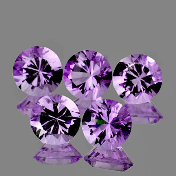 7.00 mm Round 5 pieces AAA Luster Natural Pinkish Purple Amethyst [Flawless-VVS]