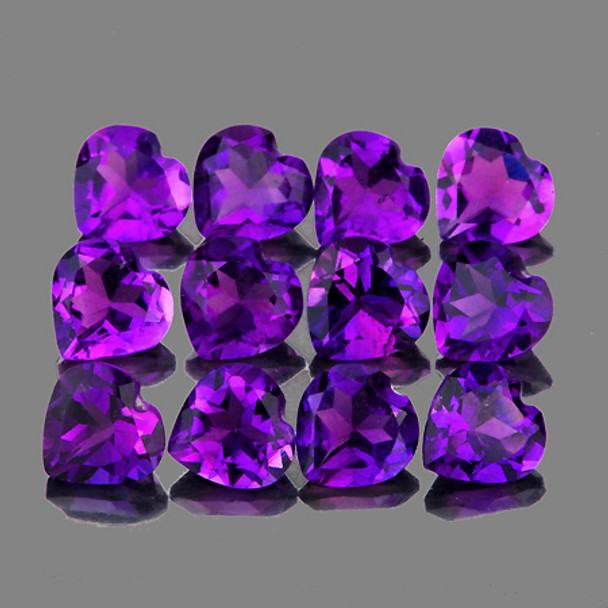 4.00 mm Heart 12 pieces AAA Luster Natural Royal Purple Amethyst [Flawless-VVS]