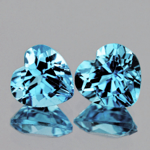 9.00 mm Heart 2 pieces AAA Luster Natural Top Sky Blue Topaz [Flawless-VVS]