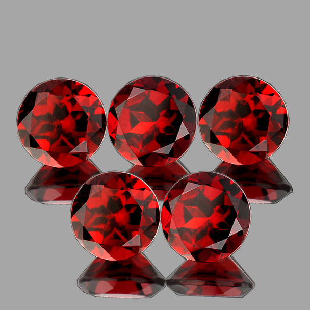 6.00 mm Round 5 pieces AAA Fire Luster Natural Red Mozambique Garnet [Flawless-VVS]