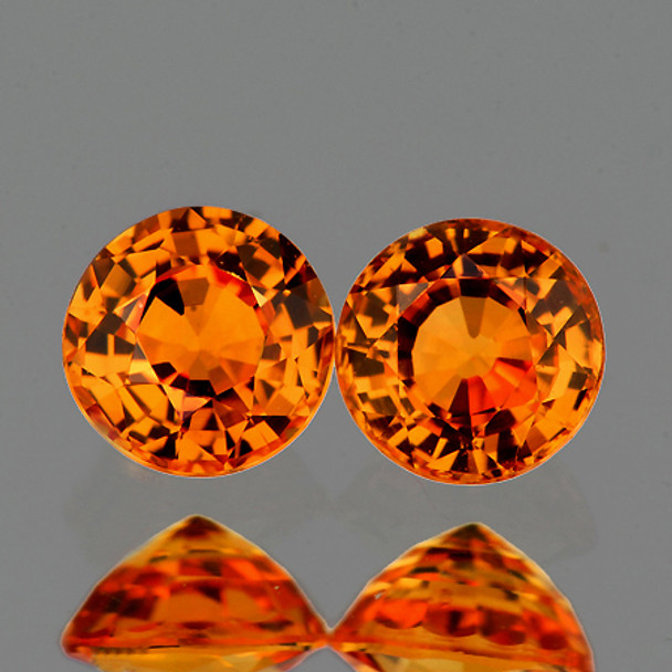 4.20 mm Round Step 2 pieces AAA Luster Natural Sunset Orange Sapphire [Flawless-VVS]-AAA Grade