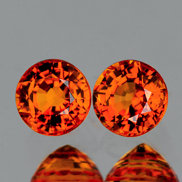 4.20 mm Round Step 2 pieces AAA Luster Natural Orange Sapphire [Flawless-VVS]-AAA Grade