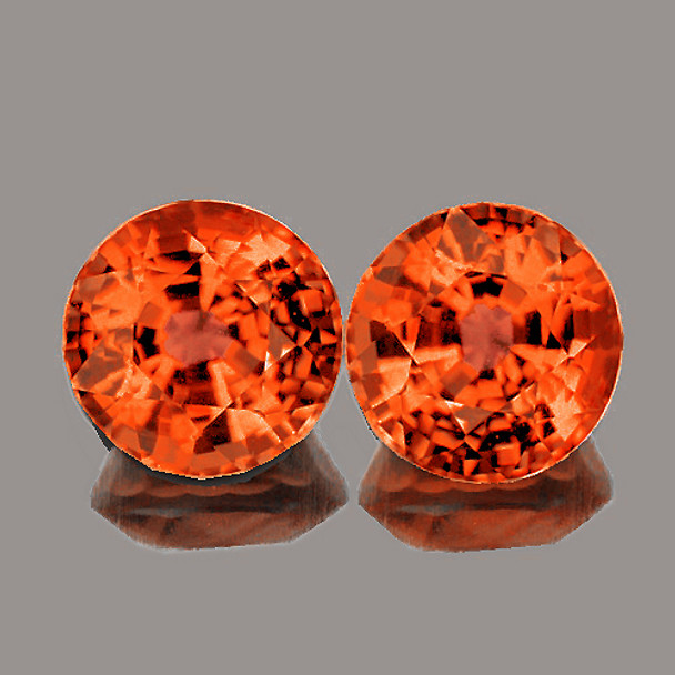 4.70 mm Round 2 piece AAA Fire Sparkles Natural Orange Sapphire [Flawless-VVS]