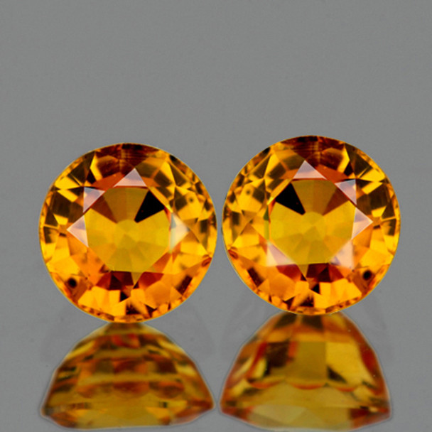 4.70 mm Round Step 2pcs AAA Fire Luster Natural Intense Yellow Sapphire [Flawless-VVS]