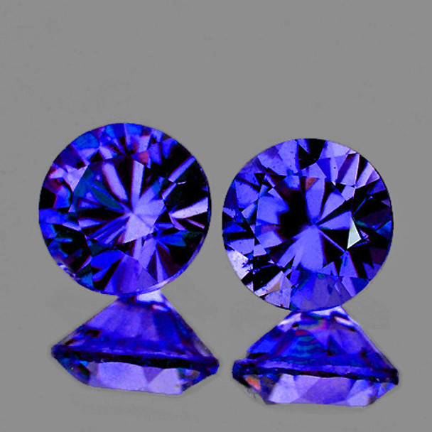 3.70 mm Round 2 pieces AAA Fire Natural Intense Violet-Blue Sapphire [Flawless-VVS] {Unheated AAA Grade}