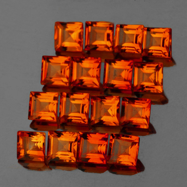 3.00 mm Square 20 pieces Natural Madeira Orange Citrine [Flawless-VVS]