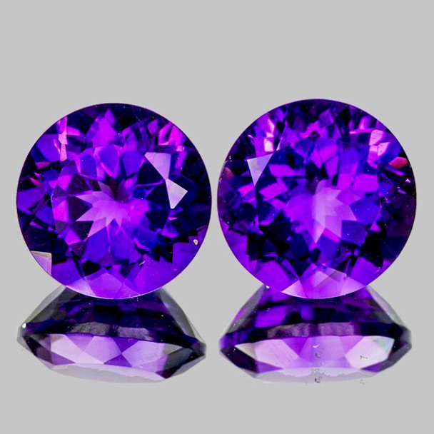 11.00 mm Round 2 pcs AAA Fire Luster Natural Royal Purple Amethyst [Flawless-VVS]