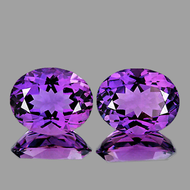 11x9 mm Oval 2 pieces AAA Fire Luster Natural Purple Amethyst [Flawless-VVS]