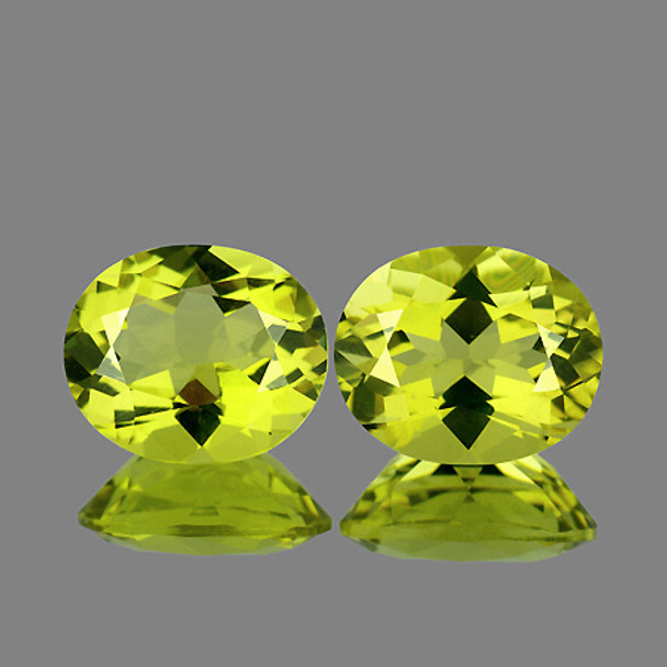 10x8 mm Oval 2 pieces AAA Top Fire Luster Natural Green Gold Lemon Quartz [Flawless-VVS]