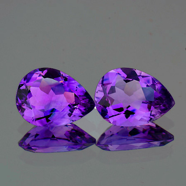 14x10 mm Pear 2 pieces AAA Fire Luster Natural Purple Amethyst [Flawless-VVS]