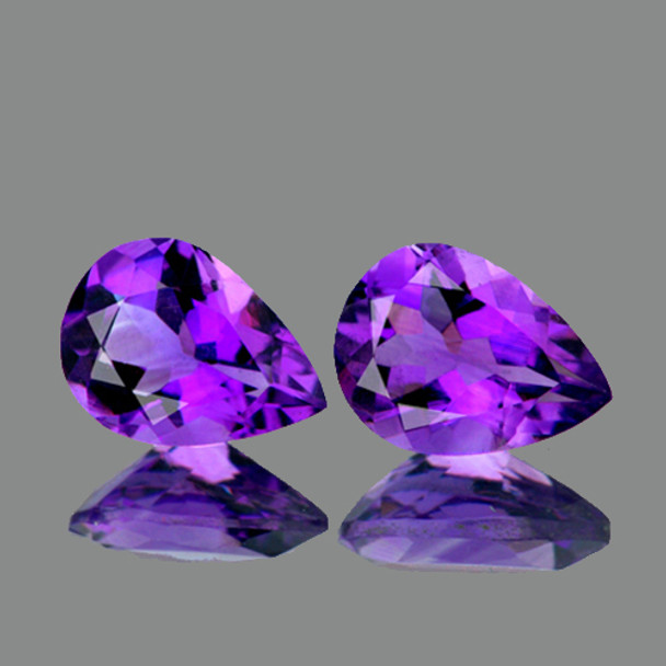 13x9 mm Pear 2 pieces AAA Fire Luster Natural Purple Amethyst [Flawless-VVS]