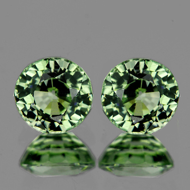 3.80 mm Round 2 pcs Superb Luster Natural Ceylon Green Sapphire [Flawless-VVS]
