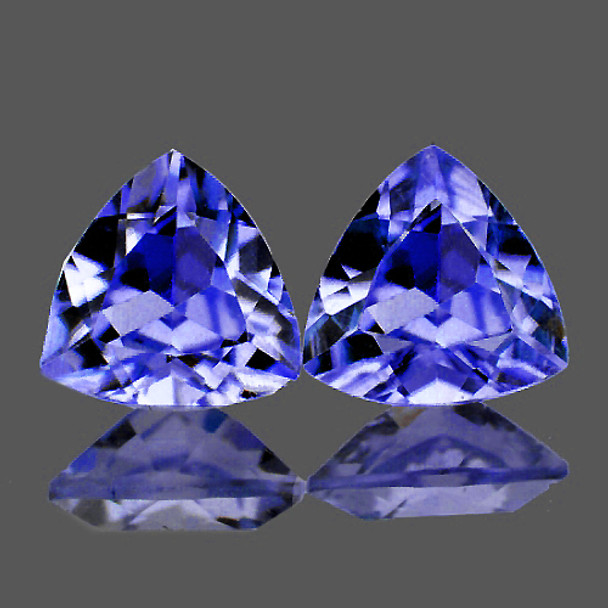 6.50 mm Trillion 2 pcs {2.23cts} AAA Luster Natural Purple Blue Tanzanite [Flawless-VVS]