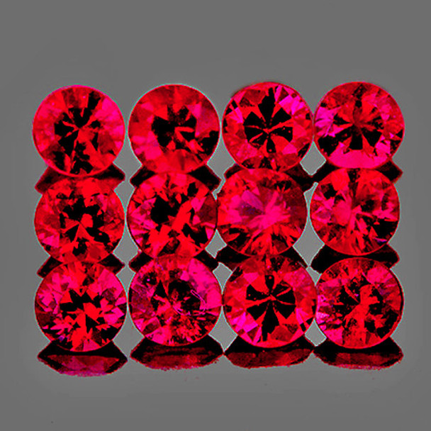 2.50 mm Round 12pcs Superb Luster Natural Premium Red Mozambique Ruby [IF-VVS] {Unheated AAA Grade}