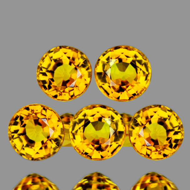 3.50 mm Round 5 pieces AAA Fire Natural Intense Yellow Sapphire [Flawless-VVS]-AAA Grade