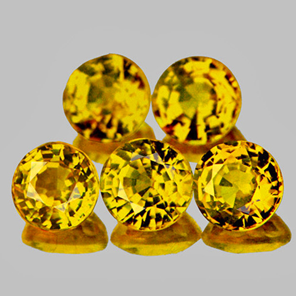 3.30 mm Round 5 pieces AAA Fire Natural Intense Yellow Sapphire [Flawless-VVS]-AAA Grade