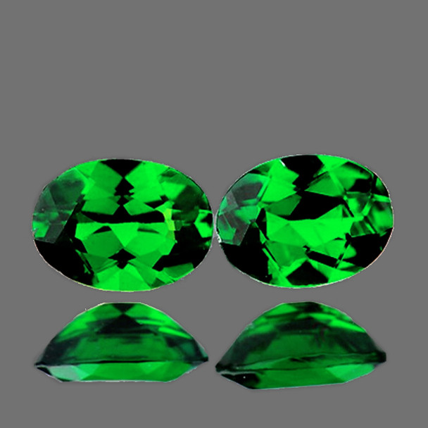 7x5 mm Oval 2 pieces AAA Luster Natural Unheated Chrome Green Diopside [VVS]