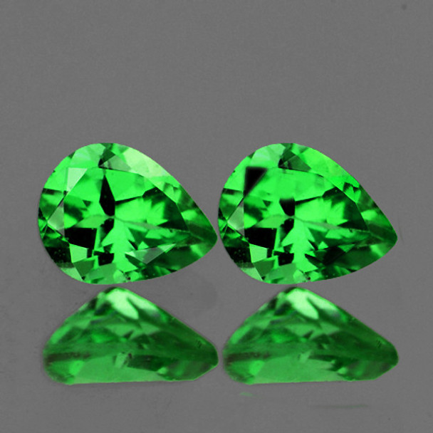 6x4 mm Pear 2 pcs Top Fire Natural Intense Chrome Green Tsavorite Garnet [Flawless-VVS]