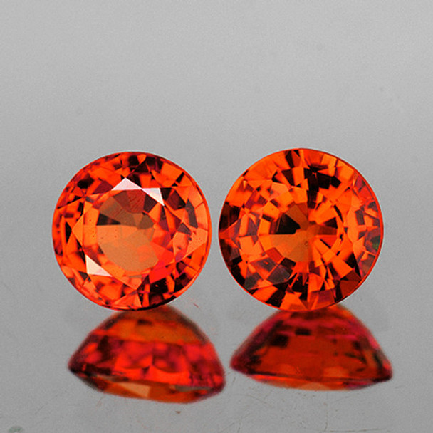 3.80 mm Round 2 pcs AAA Luster Natural Orange Sapphire [Flawless-VVS]