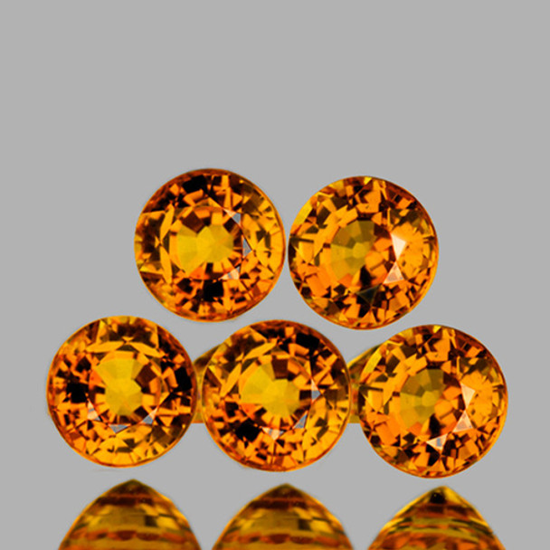 3.50 mm Round 5 pieces AAA Fire Natural Golden Yellow Sapphire [Flawless-VVS]-AAA Grade