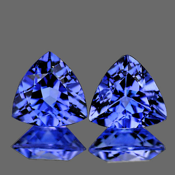 6.50 mm Trillion 2 pcs AAA Luster Natural Sparkling Blue Tanzanite [Flawless-VVS]