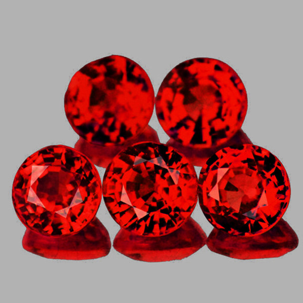 3.20 mm Round 5 pcs AAA Luster Natural Brilliant Intense Red Sapphire [Flawless-VVS]