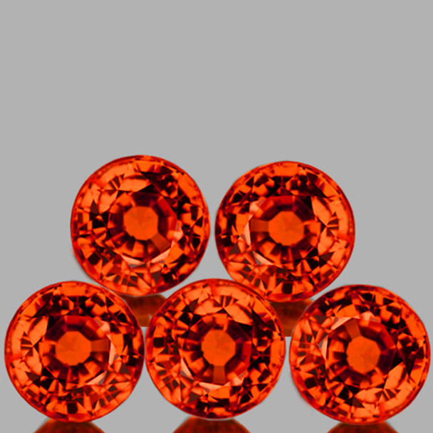 3.20 mm Round Step Cut 5 pieces AAA Fire Luster Natural Orange Sapphire [Flawless-VVS]-AAA Grade